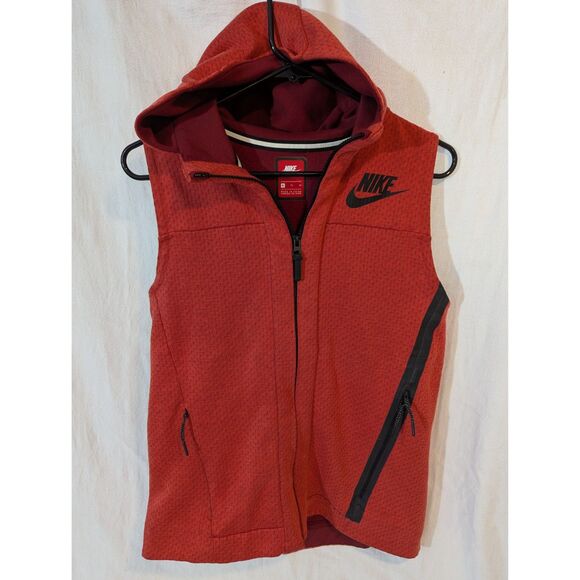 Nike Tech Fleece Hooded Vest - Women’s XL / Men’s S-M - Red Black 835105-602 - Picture 1 of 7
